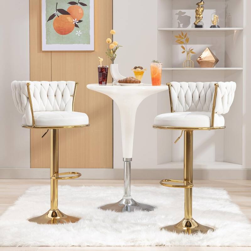 Javlergo Bar Stools Set of 4/6 Velvet Floral Back 360° Swivel Bar Stools 30.5" to 38.8" Adjustable Height Bar stools