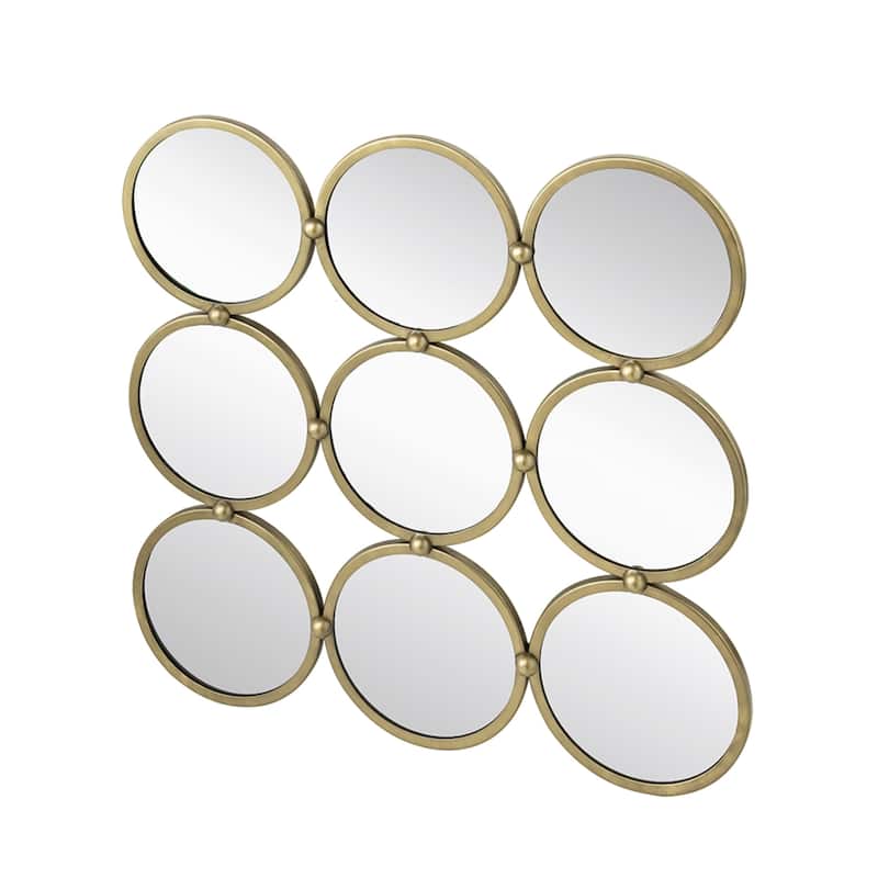 Circles Metal Framed Square Wall Mirror - 27.25" - Gold