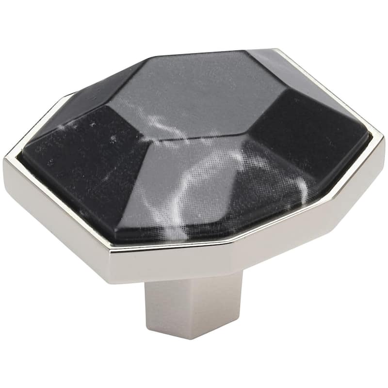Amerock BP36638 Carrione 1-3/8" Geometric Cabinet Knob - Marble Black / Polished Nickel