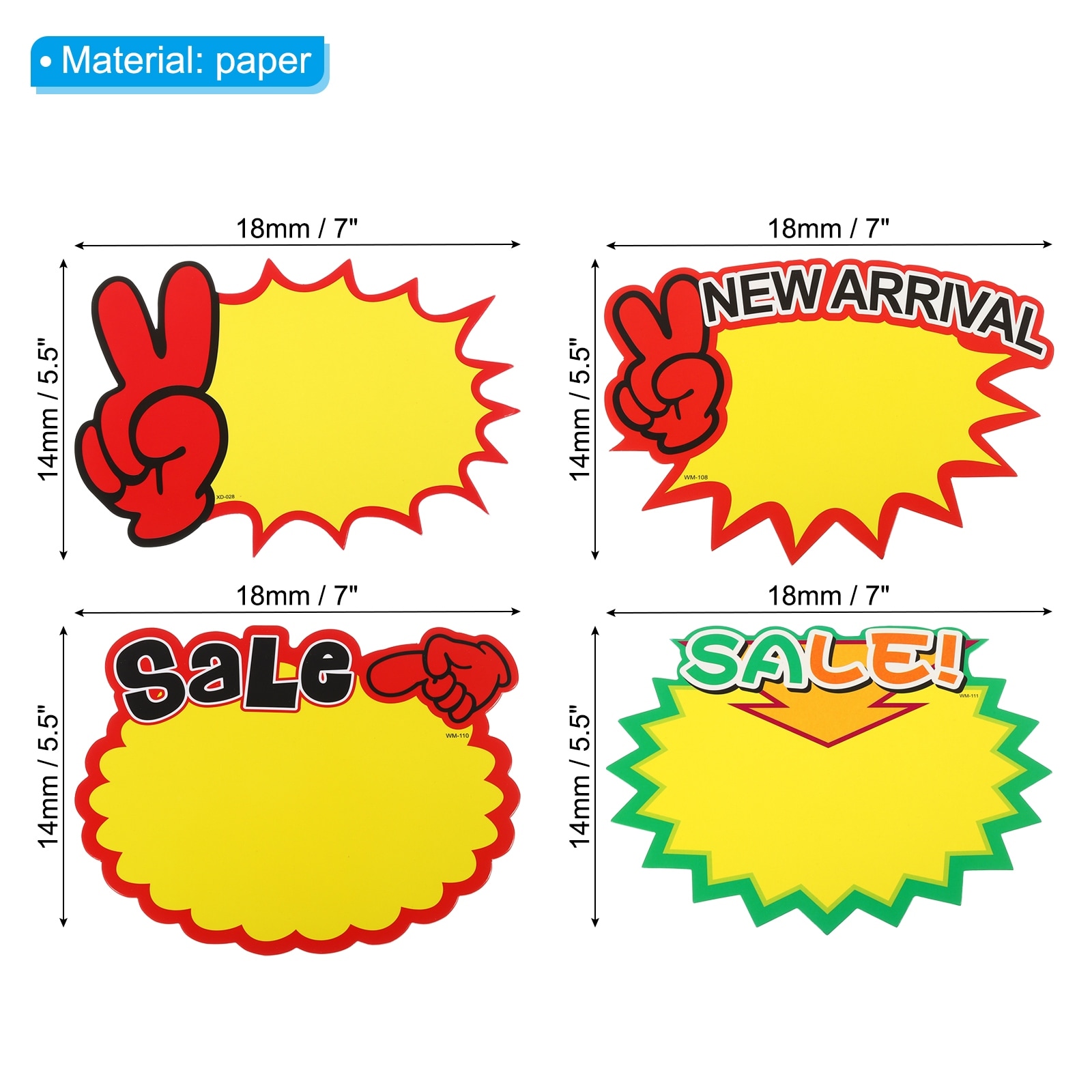 Star Burst Signs,Blank Star Burst Signs Price Tag Stickers Pricing Tags for Sign Retail Store, Arrival,Sale,Sale,Blank - Yellow