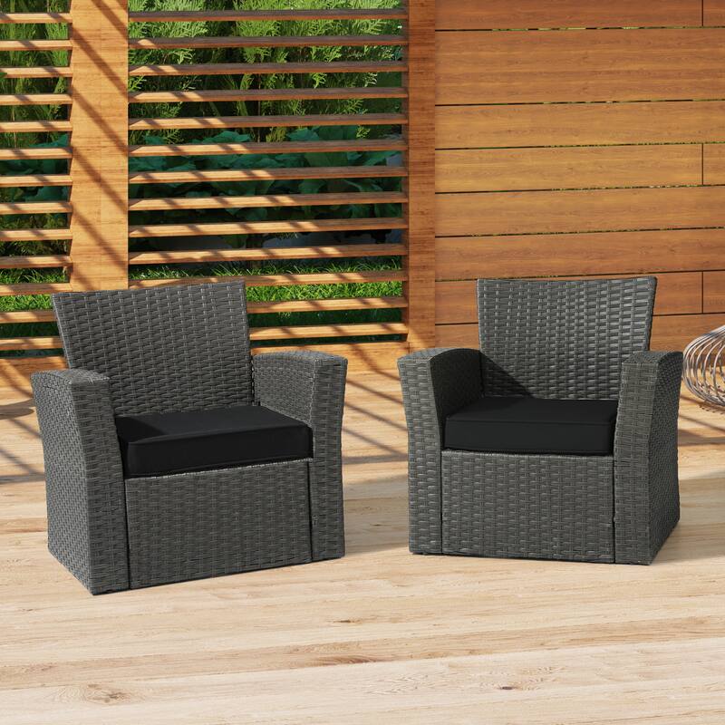 Fading Free All Weather Outdoor Patio Seat Cushions - (Set of 2) - Black