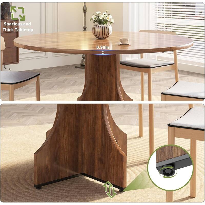 47 in Farmhouse Round Kitchen Dining Table for Apartment, Small Dining Room (Only Table)