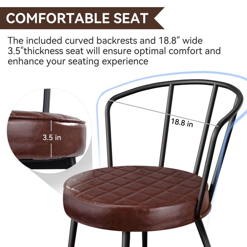 Set of 2 Leather Dining Chairs with Metal Frame