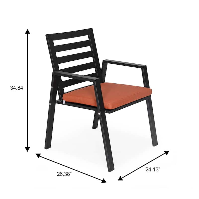 Chelsea 5-Piece Aluminum Outdoor Dining Set 48 in. Round Table and 4 Dining Armchair w/ Cushions