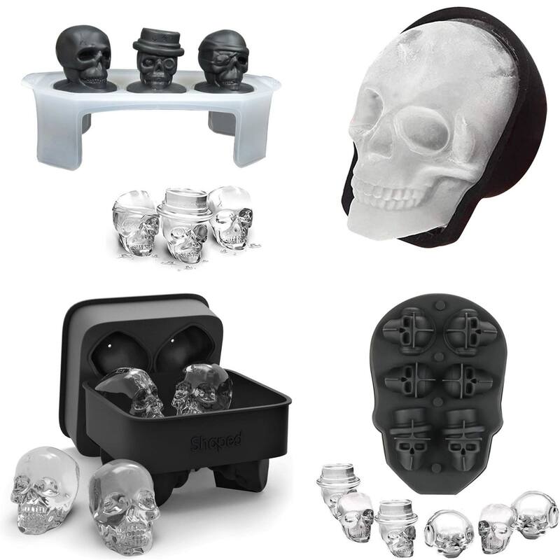 Spooky Halloween Ice Tray Molds - Tombstones & Skulls - Assorted Skulls 4 pack