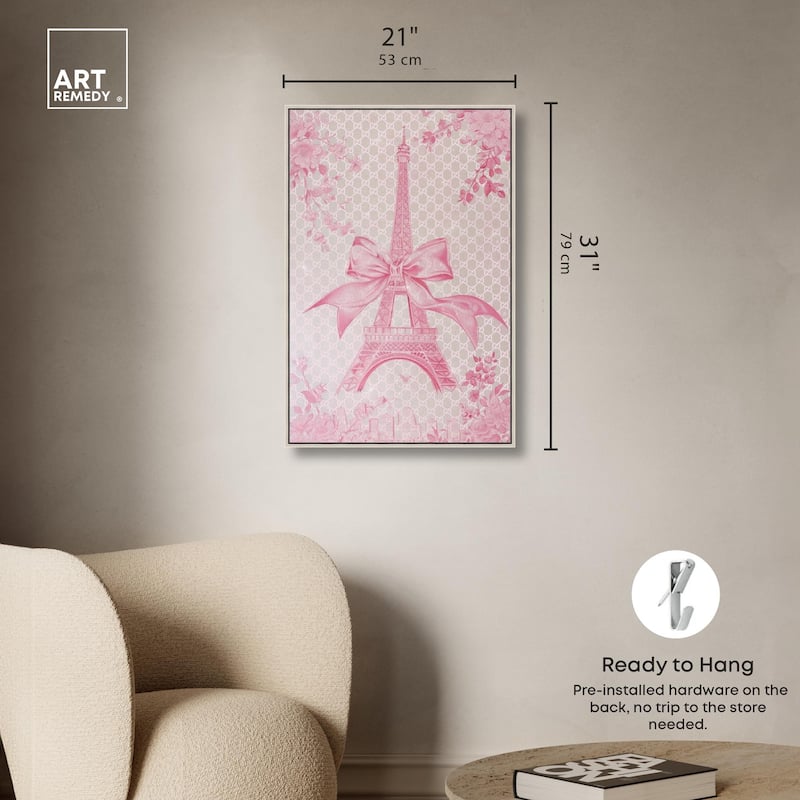 Ribbon Eiffel Tower Canvas by Art Remedy