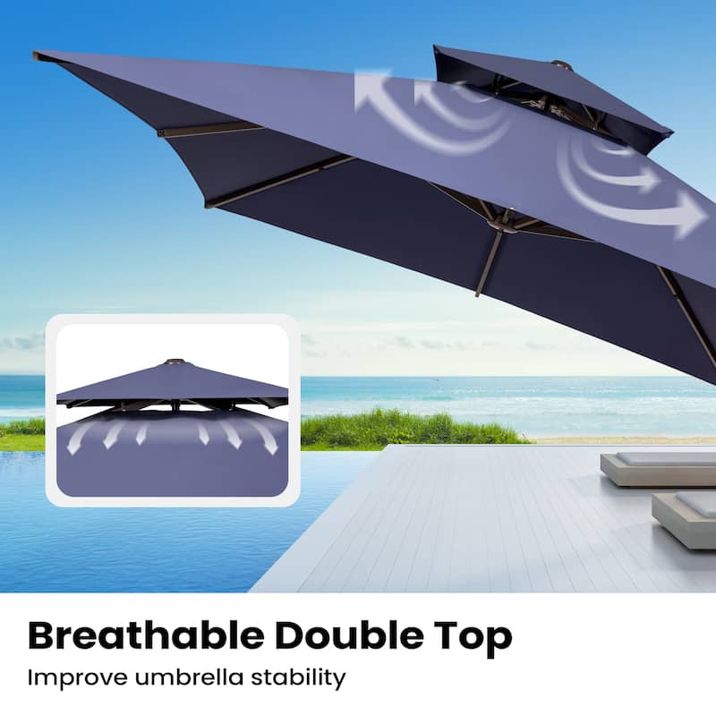 Pellebant 10 X 13 Feet Outdoor Cantilever Umbrella with Double Top