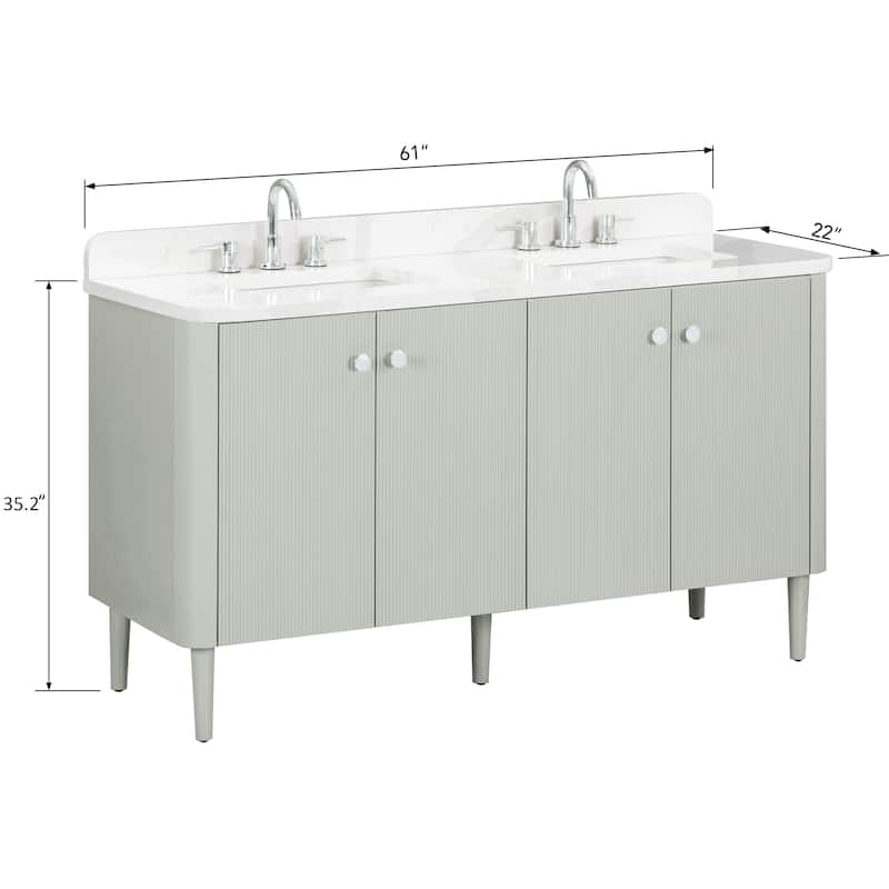Haley Bathroom Vanity in Soft Sage with Alluring Quartz Top