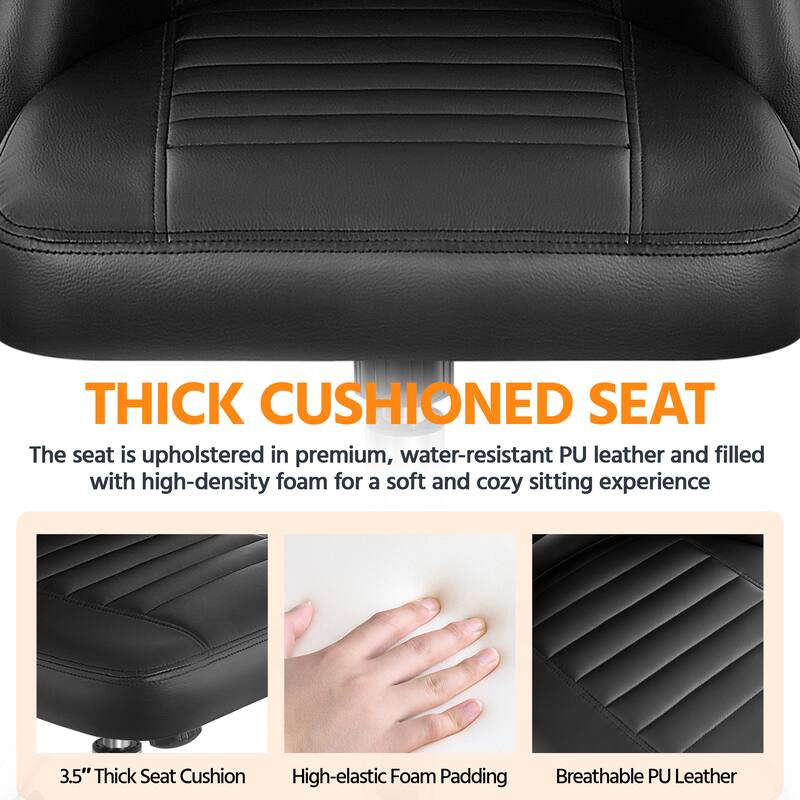 Yaheetech Faux Leather Mid Back Desk Chair Modern Tufted Armless Office Chair