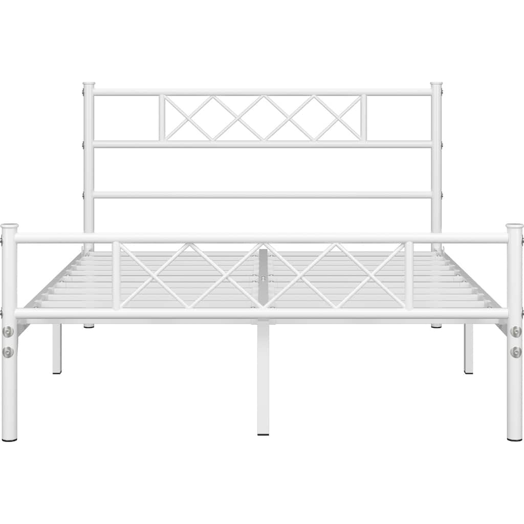 Yaheetech Metal Bed Frame Mattress Foundation with Slatted Bed Base, White