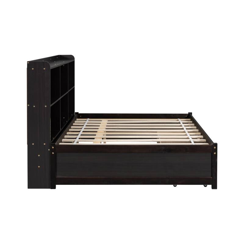 Bed with Side Bookcase and Drawers