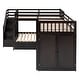 preview thumbnail 9 of 7, Twin-Twin over Full L-Shaped Bunk Bed With Portable Desk, 3 Drawers and Wardrobe, Espresso
