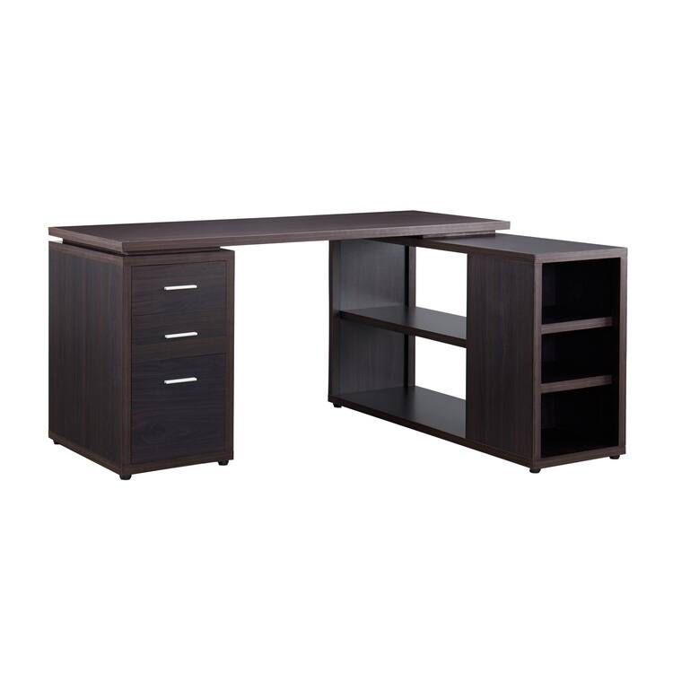 Executive L-Shaped Desk with Drawers, Large Modern Computer Desk with Storage Drawers, File Storage Desk for Home Office