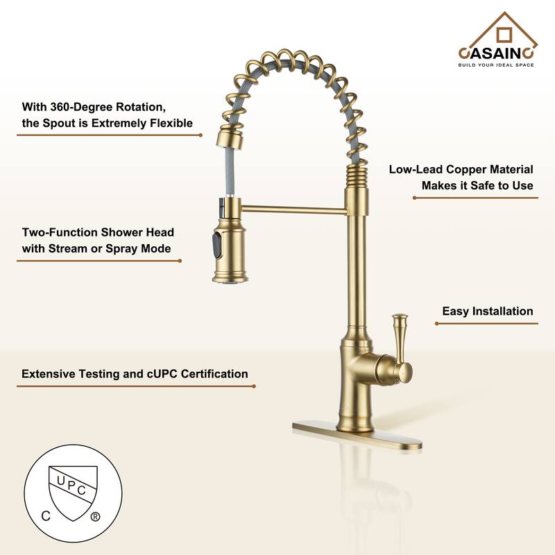 Single Handle 21 in. Pull Down Sprayer Kitchen Faucet