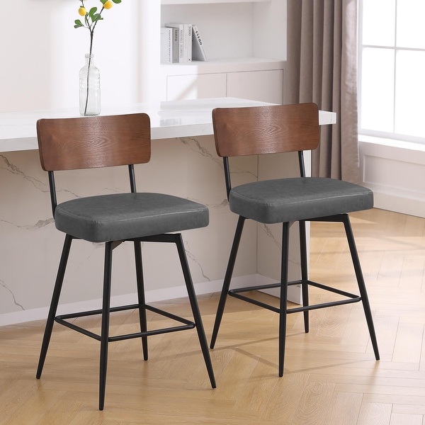 Faux Leather Upholstered Swivel Counter Bar Stools Set of 2 3 4 On Sale Bed Bath Beyond 40830397