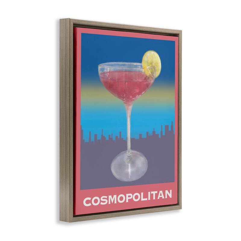 Stupell Cosmopolitan over Cityscape Framed Floater Canvas Wall Art Design By Matthew Piotrowicz