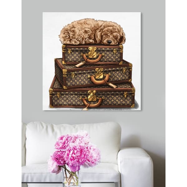 slide 12 of 13, Oliver Gal 'sleeping POODLE' Dogs and Puppies Wall Art Print on Premium Canvas - Brown 24 x 24