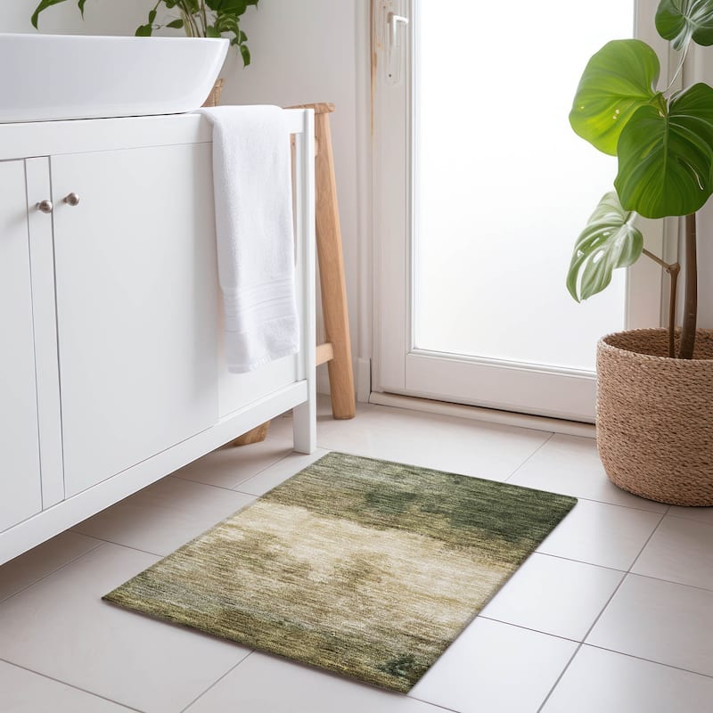 Machine Washable Indoor/ Outdoor Contemporary Chantille Rug - Fern - 1'8" x 2'6"
