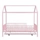 preview thumbnail 10 of 26, Full Size House Bed with Semi-enclosed Fence and Twin Size Trundle