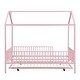 preview thumbnail 10 of 25, House-Shaped Metal Full Size House Bed with Fence and Twin Trundle
