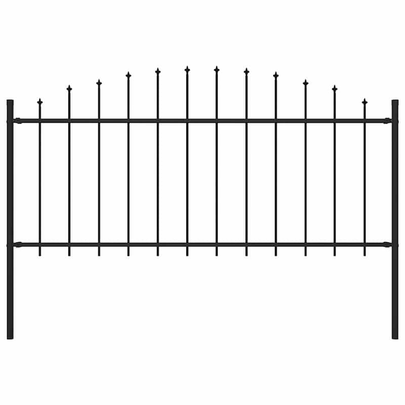 vidaXL Garden Fence with Spear Top Steel 71.3"x29.5"/68.9"/78.7" Black - 1/ 71.3"/ 50-75 cm