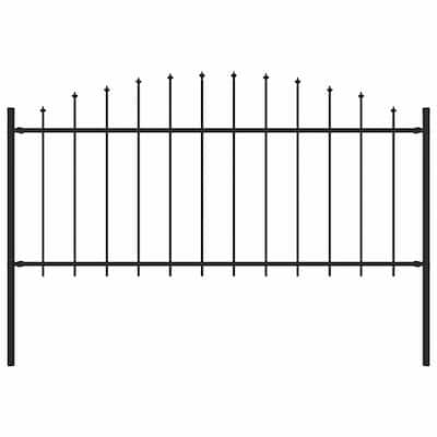 vidaXL Garden Fence with Spear Top Steel 71.3"x29.5"/68.9"/78.7" Black
