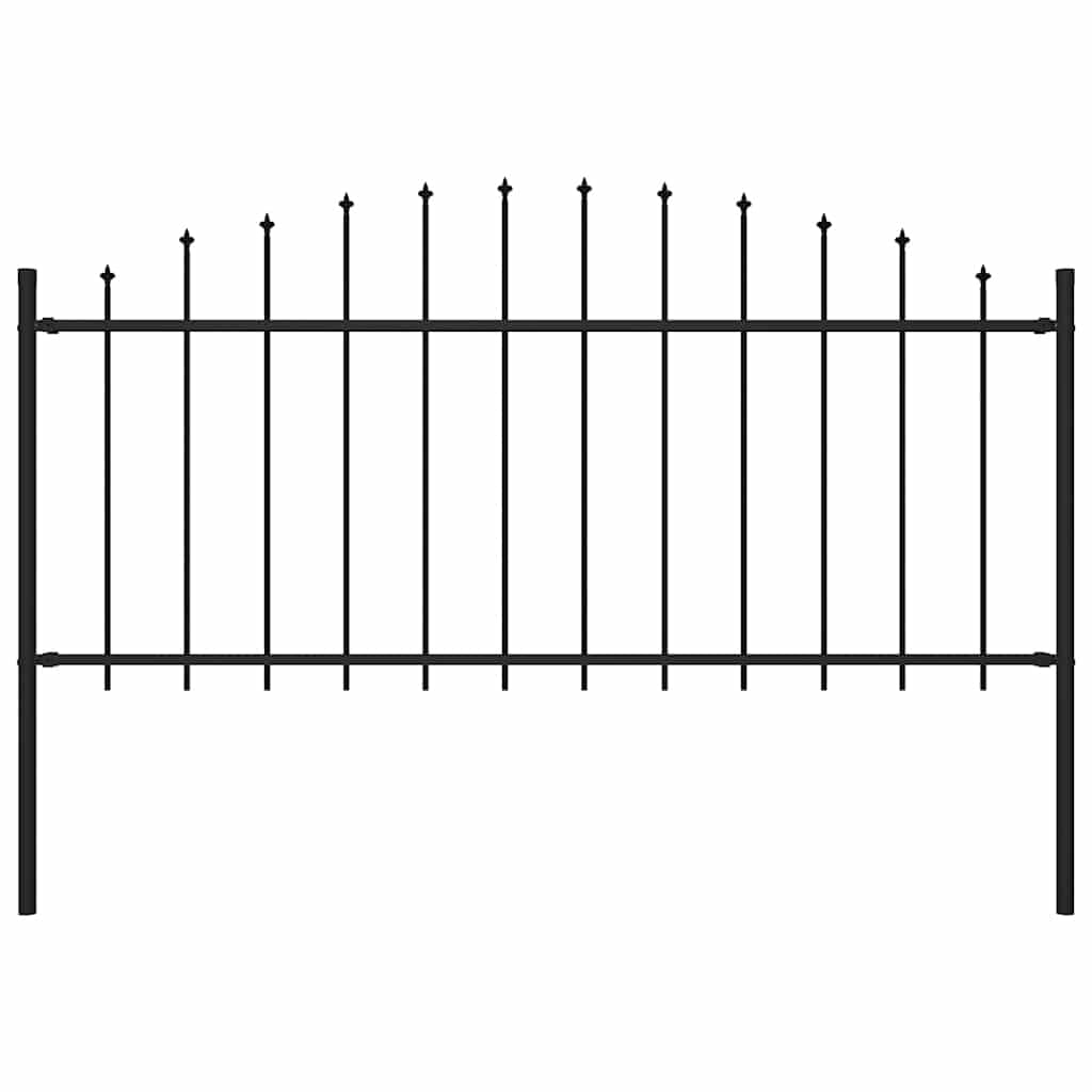 vidaXL Garden Fence with Spear Top Steel 71.3"x29.5"/68.9"/78.7" Black