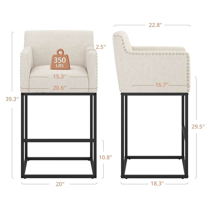 Modern Counter Height Bar Stools Fabric Upholstered Counter Stool