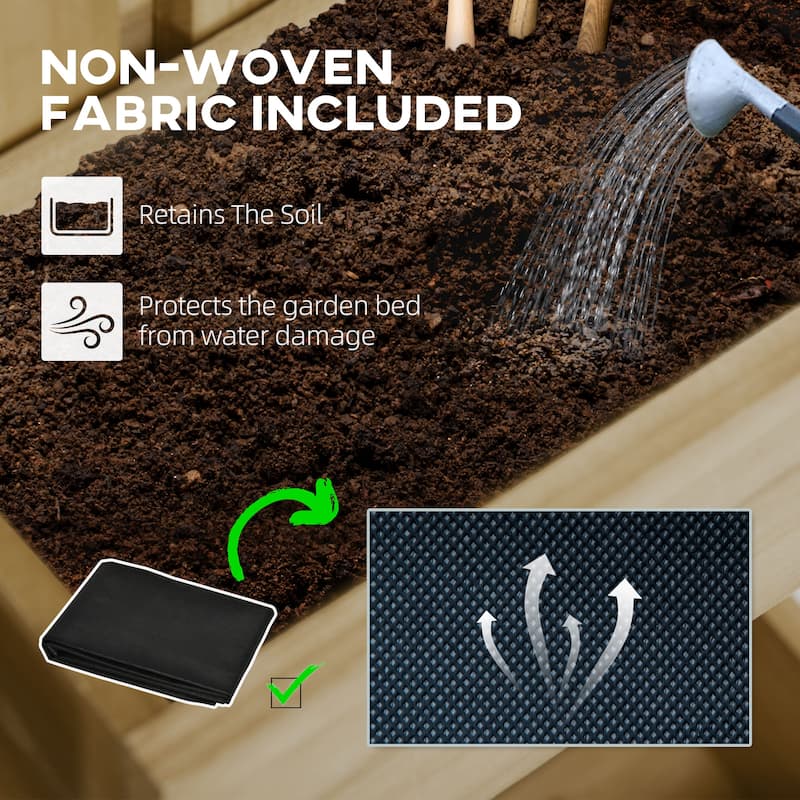 Modern Minimalist Garden Bed with Trellis Drainage Holes Adjustable Height, for Vine Flowers Climbing Plants - 8' x 10'