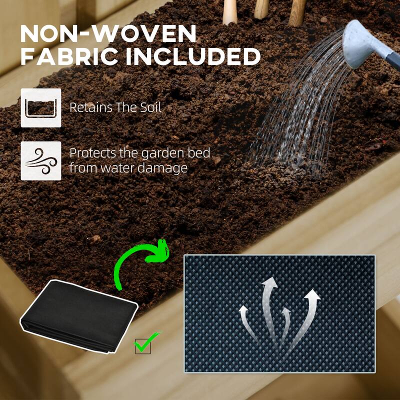 Self-Draining Planter Box with Trellis for Flower Vegetable and Herb