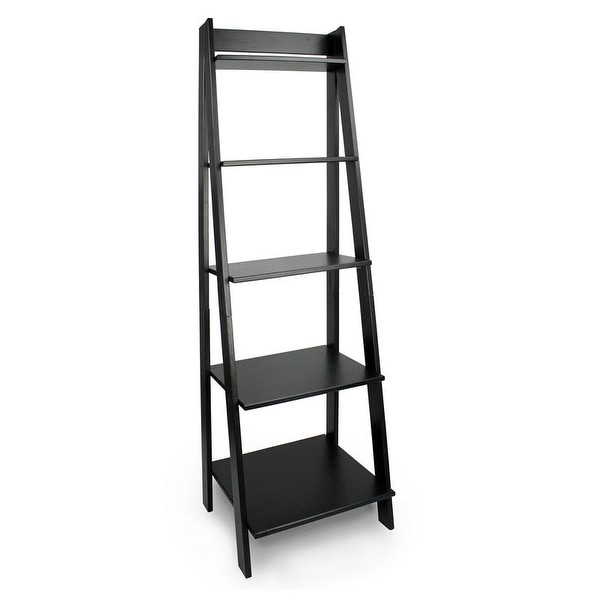 Porch & Den Silverado Black Solid Wood Split 5-shelf Ladder Unit
