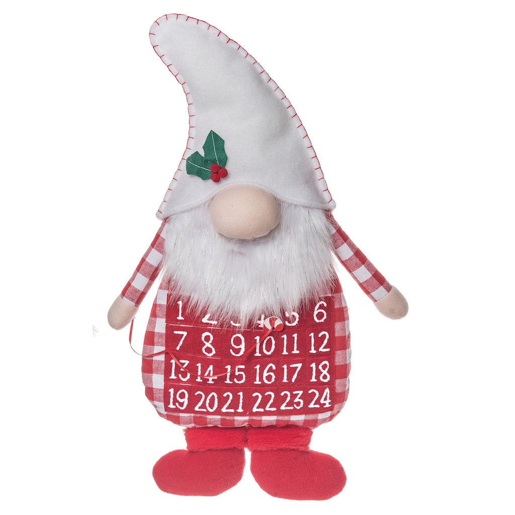 Transpac Polyester 27 in. Multicolored Christmas Gingham Gnome Countdown Calendar