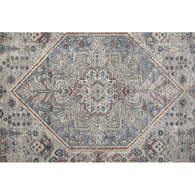 Tujib Power Loomed Floral Stain Resistant Low Pile Durable Area Rug By HomeRoots - 4' x 6'