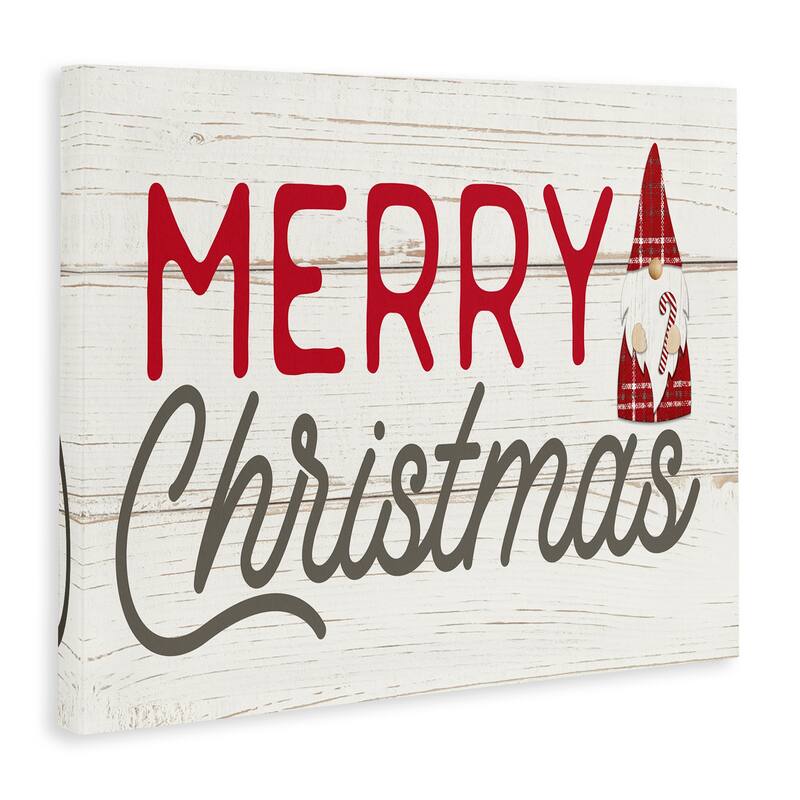 Stupell Merry Christmas Sentiments Festive Holiday Gnome Canvas Wall Art