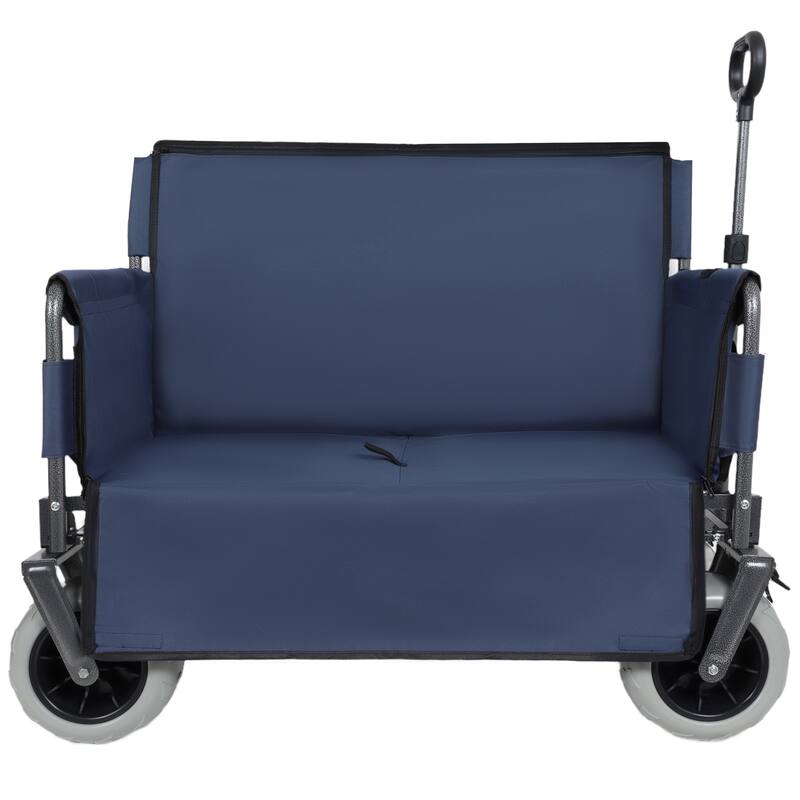 3-in-1 Folding Wagon with Bench Seat - 500lbs Capacity, 9"x4" Beach Tires for Camping & Beach, green