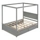 preview thumbnail 23 of 25, Wood Canopy Bed with Trundle Bed and two Drawers ,Full Size Canopy Platform bed With Support Slats, No Box Spring Needed