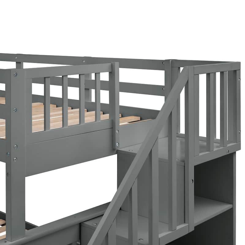 Stairway Twin-Over-Full Bunk Bed with Twin size Trundle