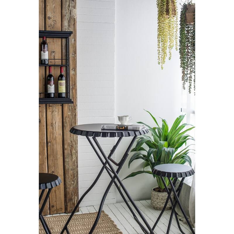 2-in-1 Industrial Foldable Side Table Set with Foldable Legs