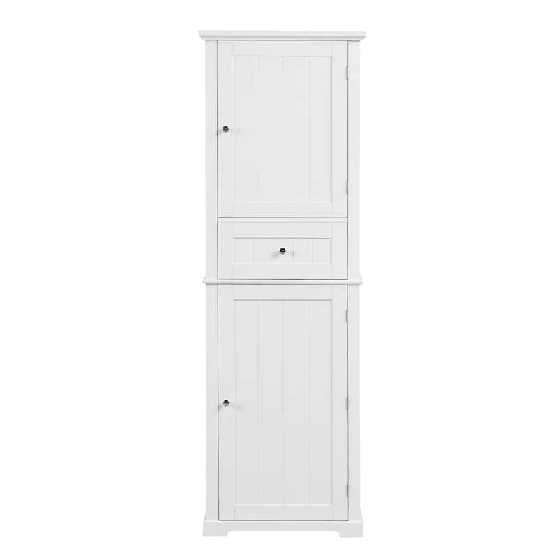 Double Door Wood Bathroom Storage Cabinet with Drawers, Shelves