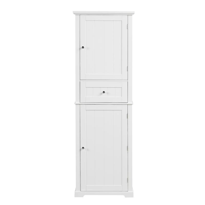 GDFStudio - Emery Tall Freestanding Bathroom Storage Cabinet with Drawer and Adjustable Shelves