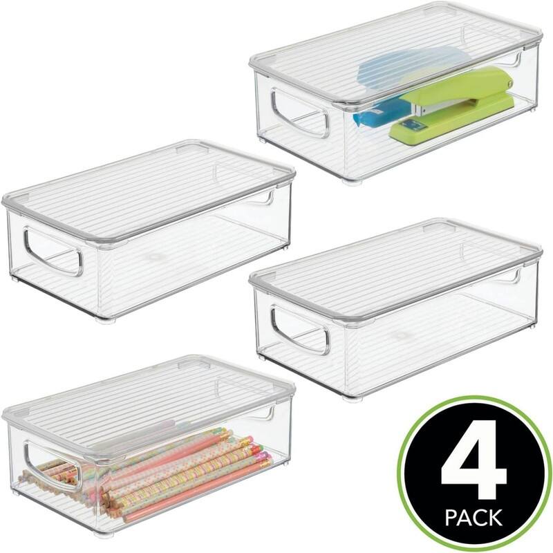 Plastic Storage Bin Box Container with Lid 4 Pack