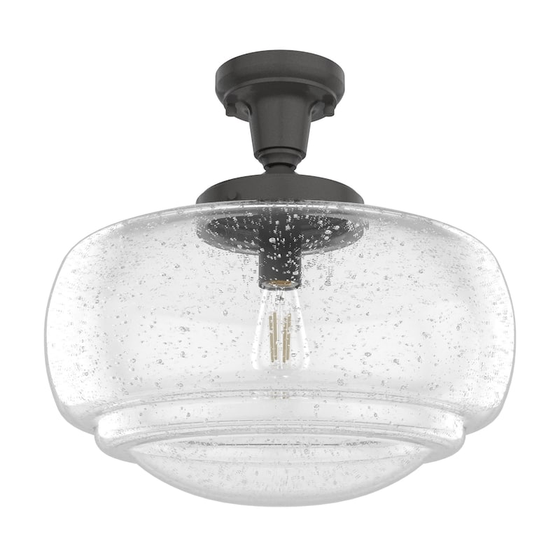 Hunter 16" Saddle Creek 1 Light Pendant / Semi-Flush Mount Ceiling Light - Entry, Kitchen Island, Dining Room - Schoolhouse