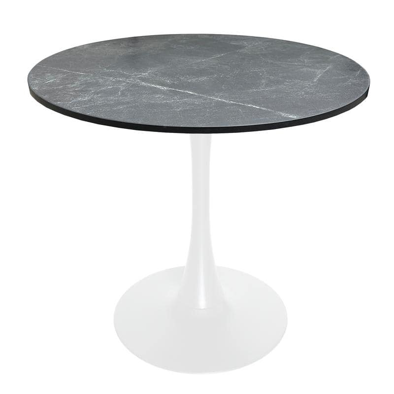 Bristol 36" Round Dining Table for 4 with MDF Top and Modern White Iron Base for Kitchen & Dining Room - Black