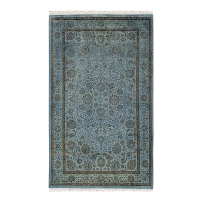 Overton Hand Knotted Wool Vintage Inspired Modern Contemporary Overdyed Gray Area Rug - 3' 2" x 5' 3"