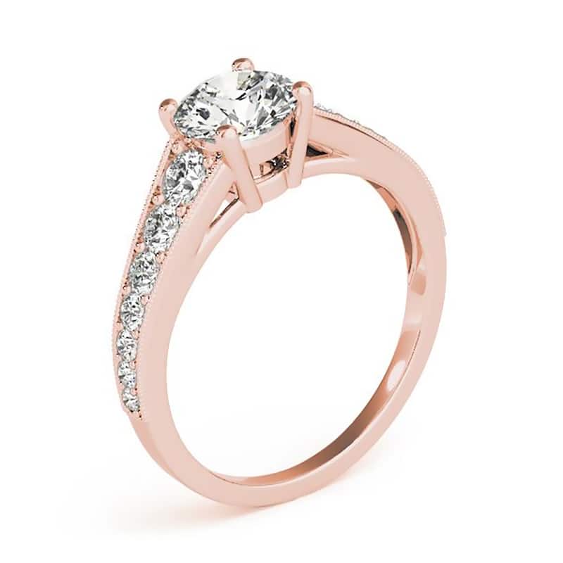 Auriya 1/2ct Round Moissanite and 3/8ctw Diamond Engagement Ring 14k Gold