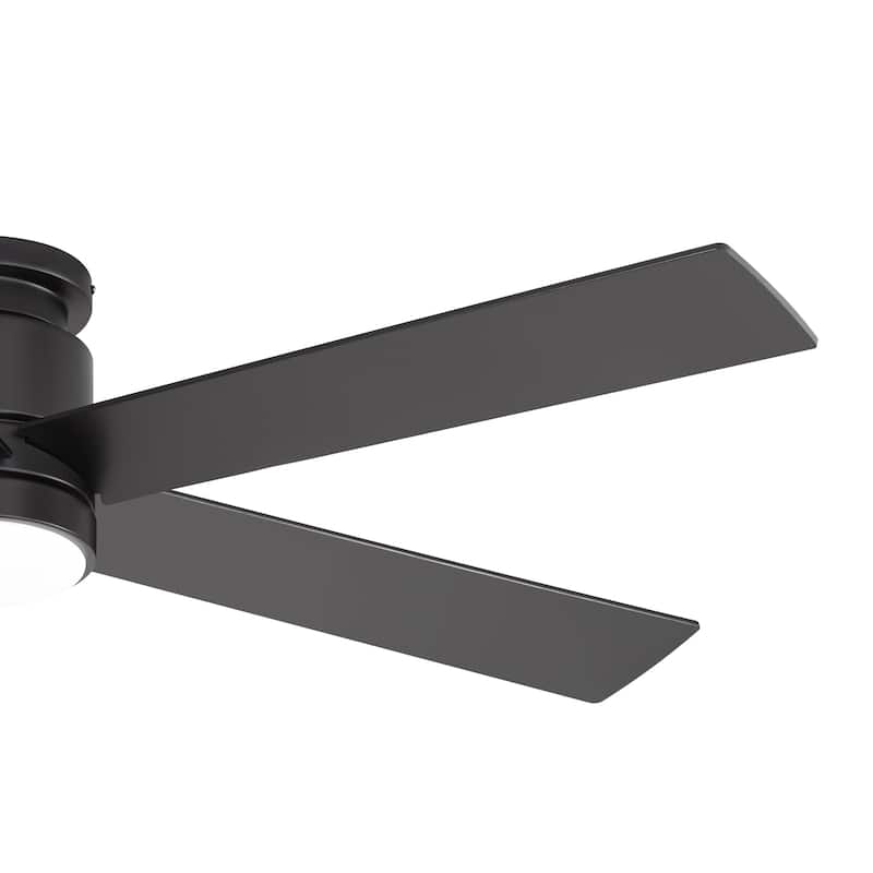 42"/52" Modern Black Flush Mount Ceiling Fan with LED Light and Remote