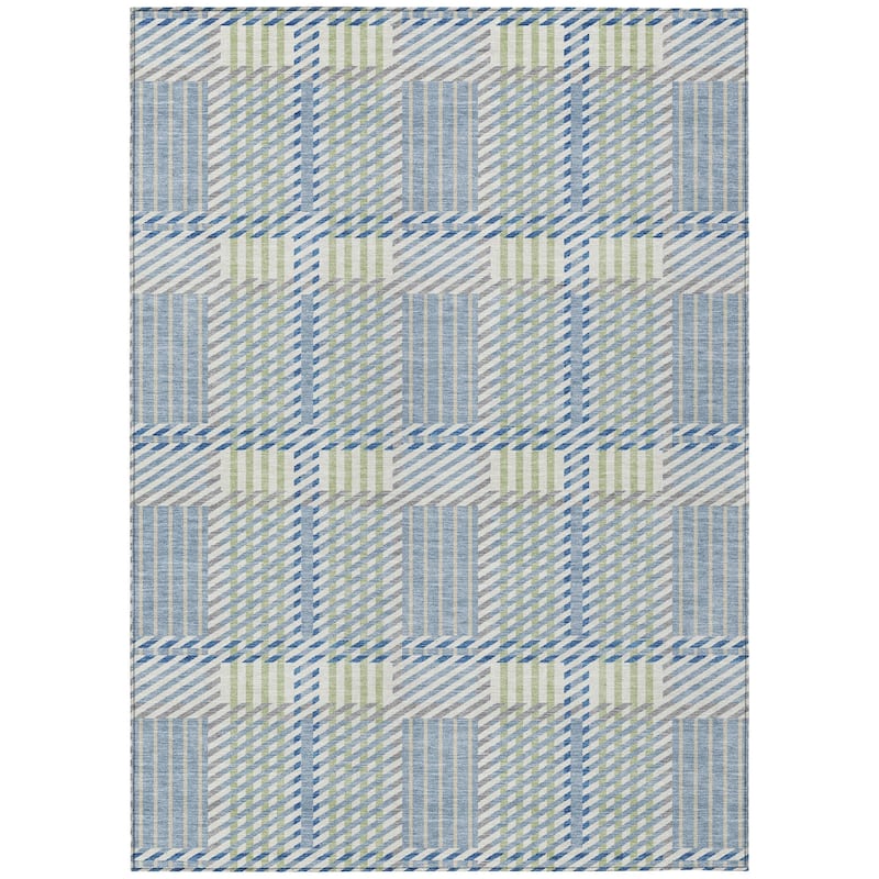 Machine Washable Indoor/ Outdoor Geometric Stripe Chantille Rug