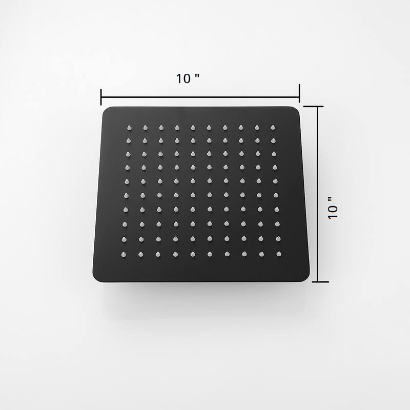 10 or 12 Inch Rain Fall Shower Head Solid Square Ultra Thin 304 Stainless Steel Full Body Coverage with Silicone Nozzle