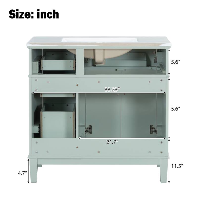 36" Modern Bathroom Vanity with Ceramic Sink