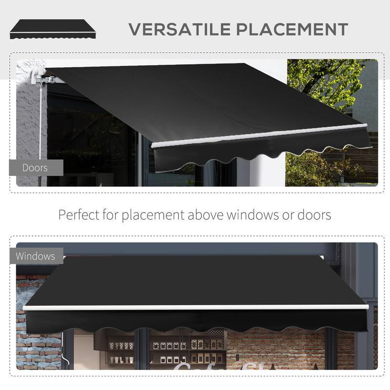 Outsunny 8' x 6.6' Patio Retractable Awning/Manual Exterior Sun Shade Deck Window Cover
